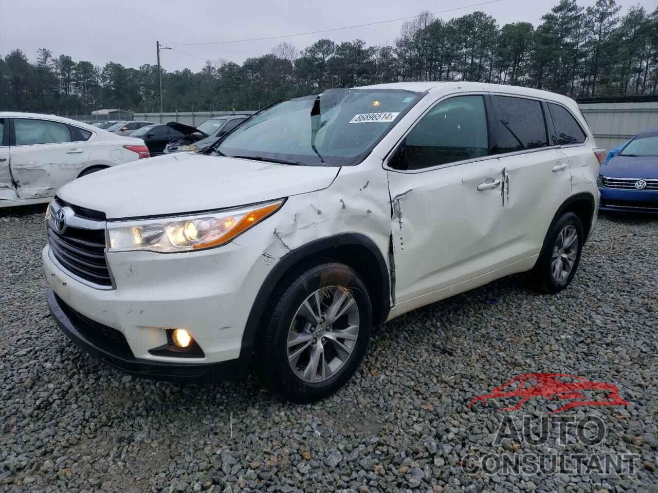 TOYOTA HIGHLANDER 2014 - 5TDZKRFH8ES016101