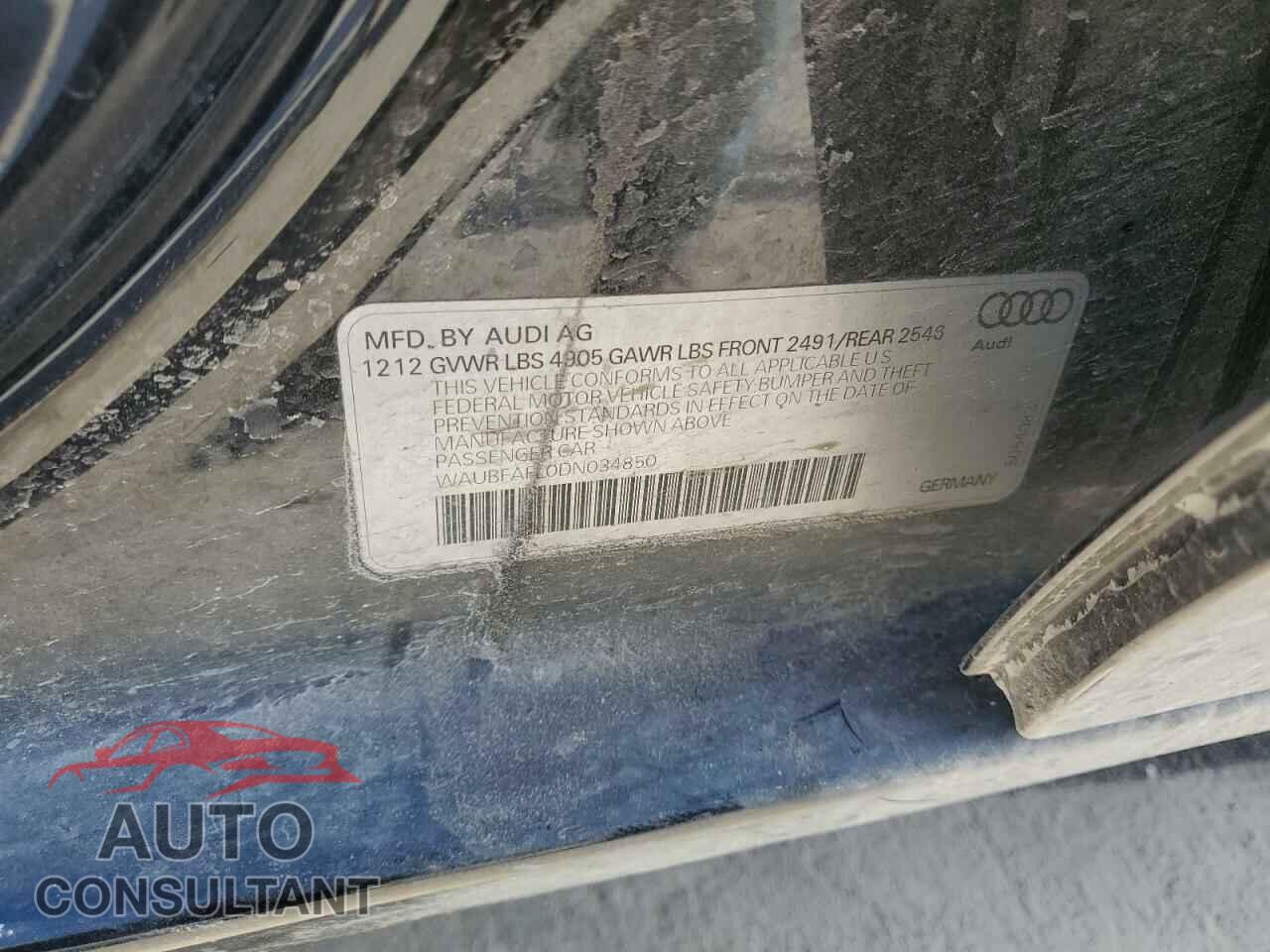 AUDI A4 2013 - WAUBFAFL0DN034850