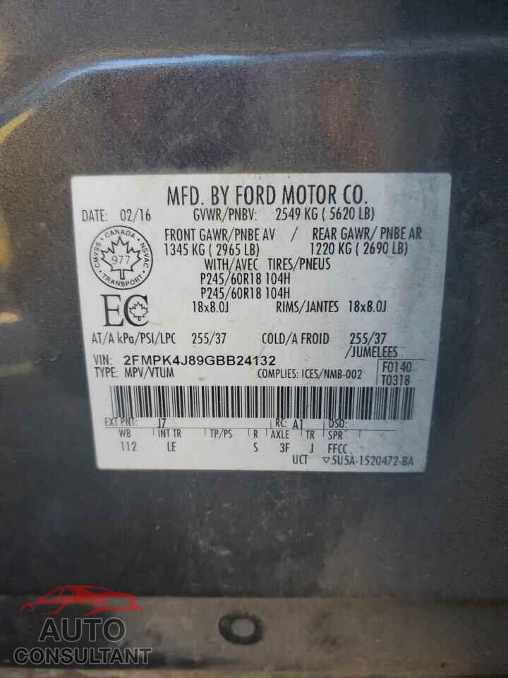 FORD EDGE 2016 - 2FMPK4J89GBB24132