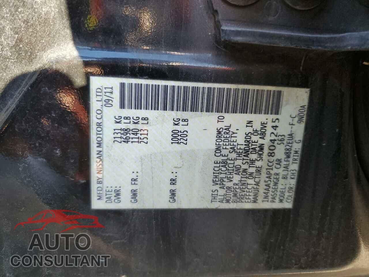 NISSAN MAXIMA 2012 - 1N4AA5AP1CC804245