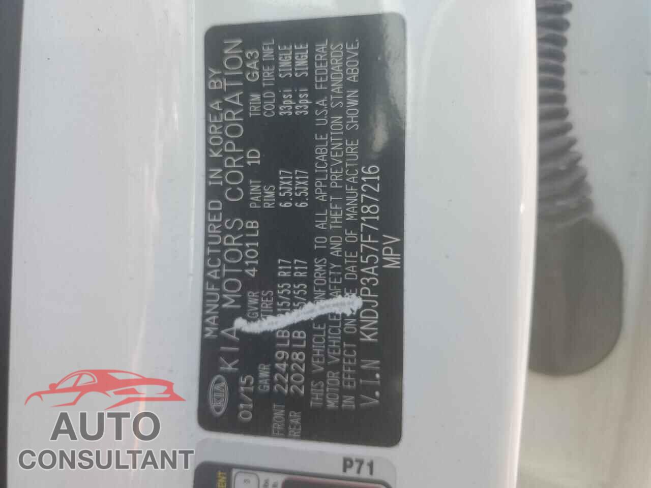 KIA SOUL 2015 - KNDJP3A57F7187216