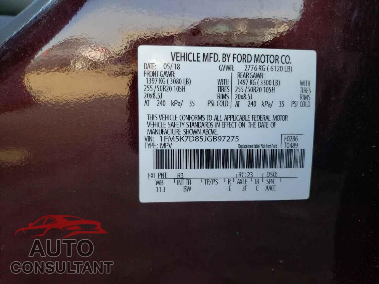 FORD EXPLORER 2018 - 1FM5K7D85JGB97275