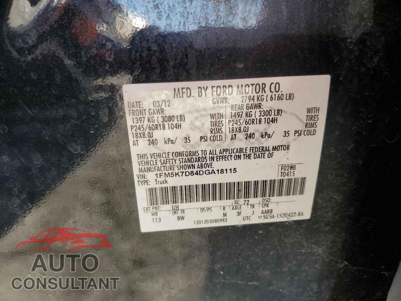 FORD EXPLORER 2013 - 1FM5K7D84DGA18115