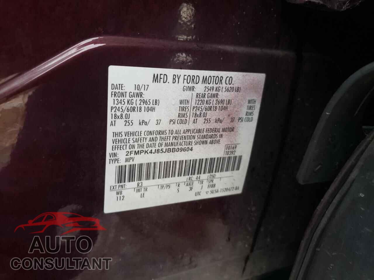 FORD EDGE 2018 - 2FMPK4J85JBB09604
