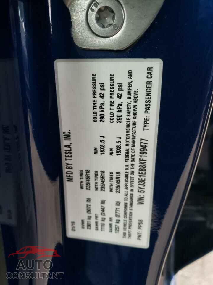 TESLA MODEL 3 2019 - 5YJ3E1EB8KF199477
