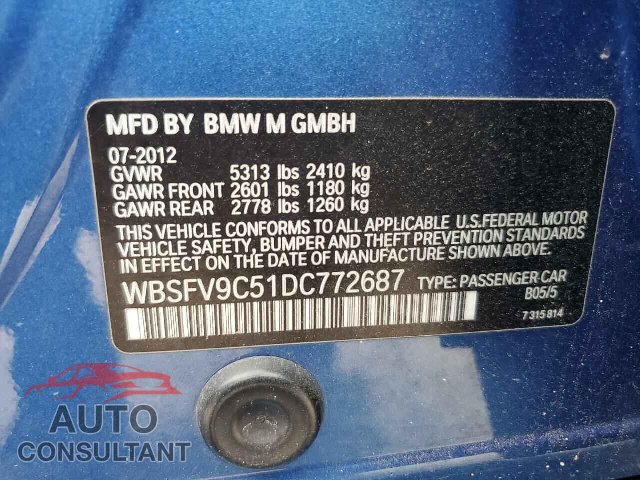 BMW M5 2013 - WBSFV9C51DC772687