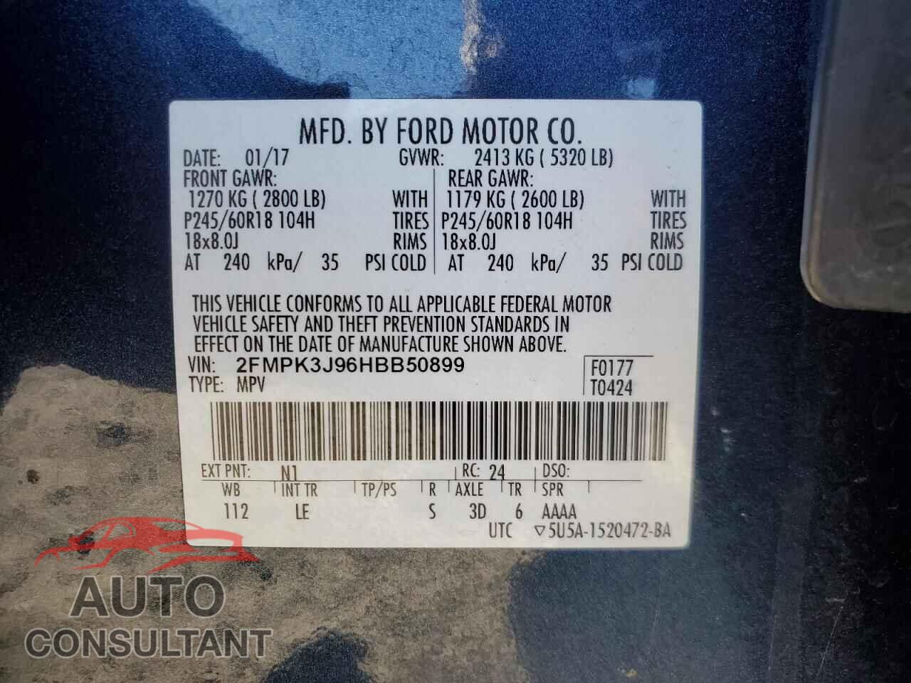 FORD EDGE 2017 - 2FMPK3J96HBB50899