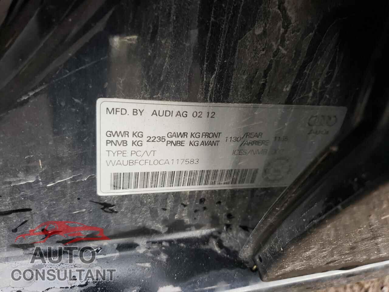 AUDI A4 2012 - WAUBFCFL0CA117583