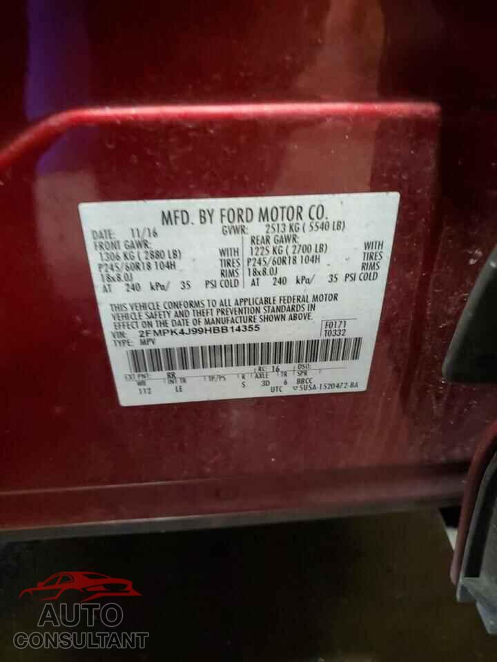 FORD EDGE 2017 - 2FMPK4J99HBB14355