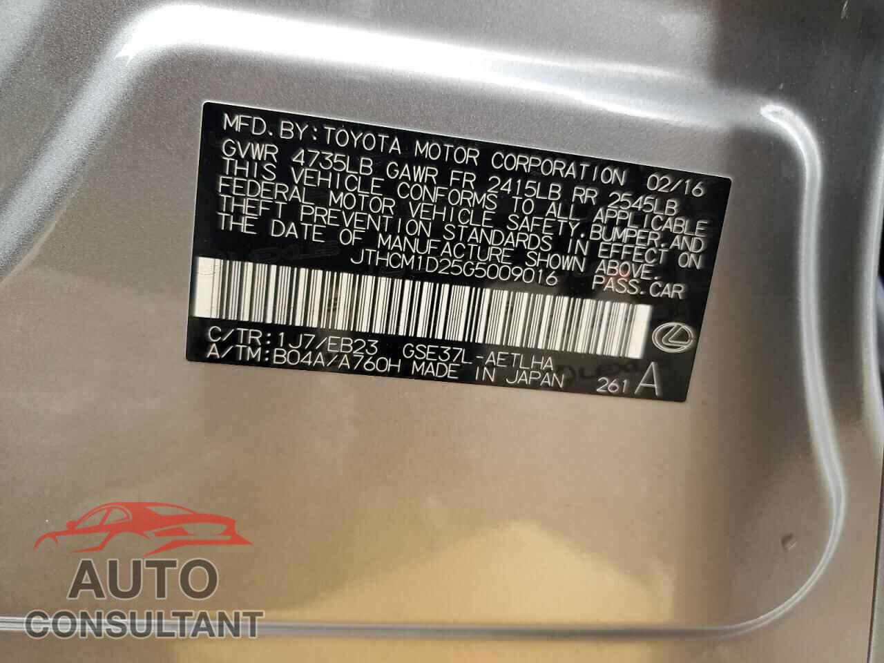 LEXUS IS 2016 - JTHCM1D25G5009016