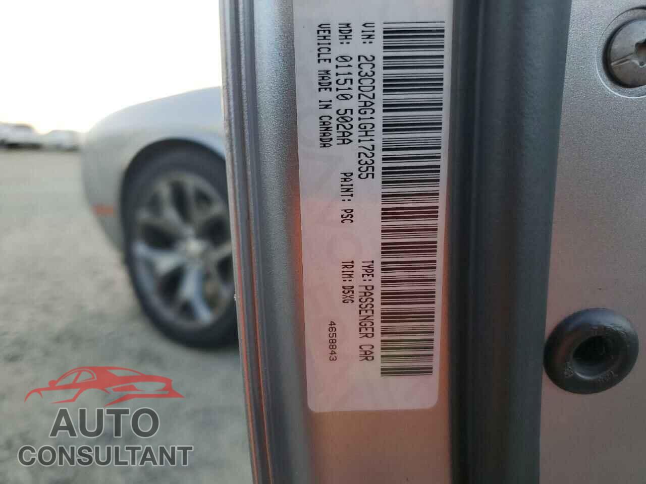 DODGE CHALLENGER 2016 - 2C3CDZAG1GH172355