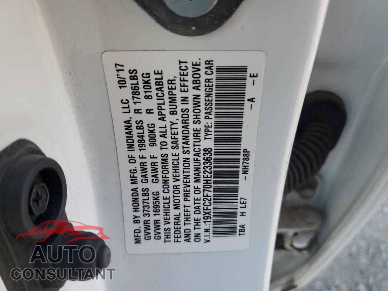 HONDA CIVIC 2017 - 19XFC2F70HE233638