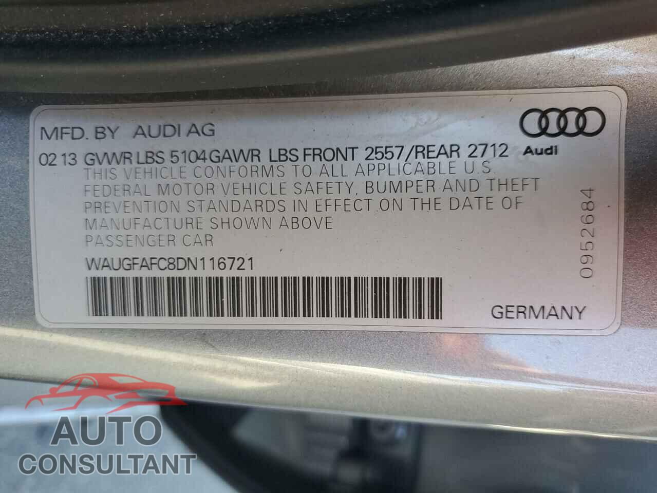 AUDI A6 2013 - WAUGFAFC8DN116721