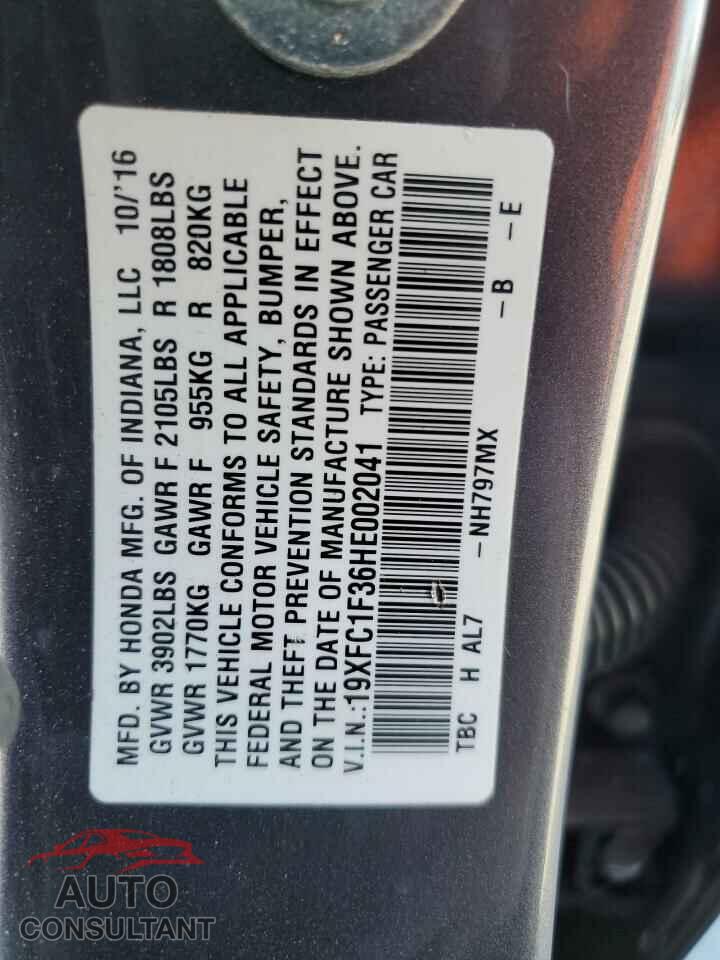 HONDA CIVIC 2017 - 19XFC1F36HE002041