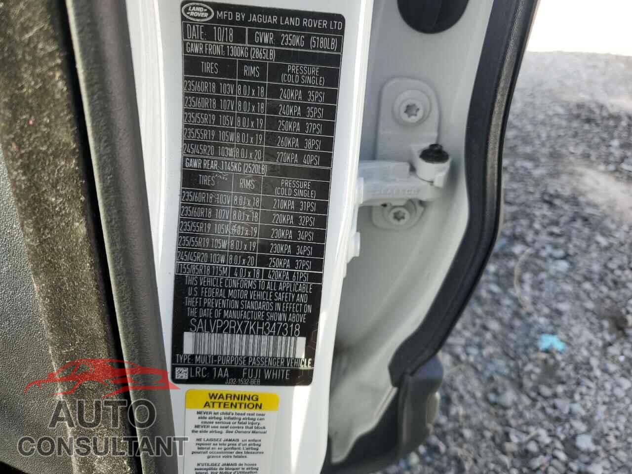 LAND ROVER RANGEROVER 2019 - SALVP2RX7KH347318