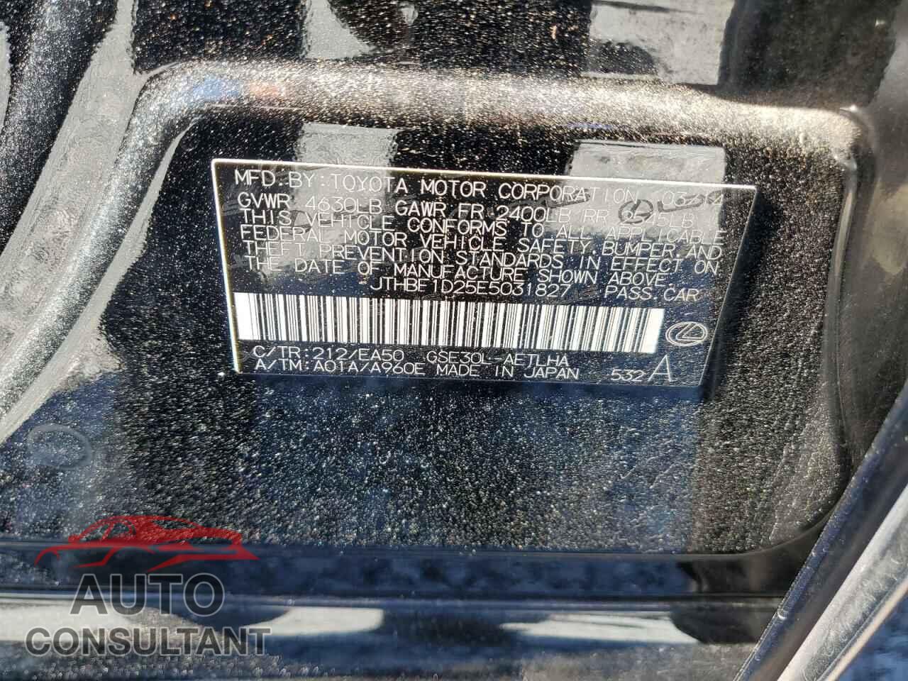 LEXUS IS 2014 - JTHBF1D25E5031827