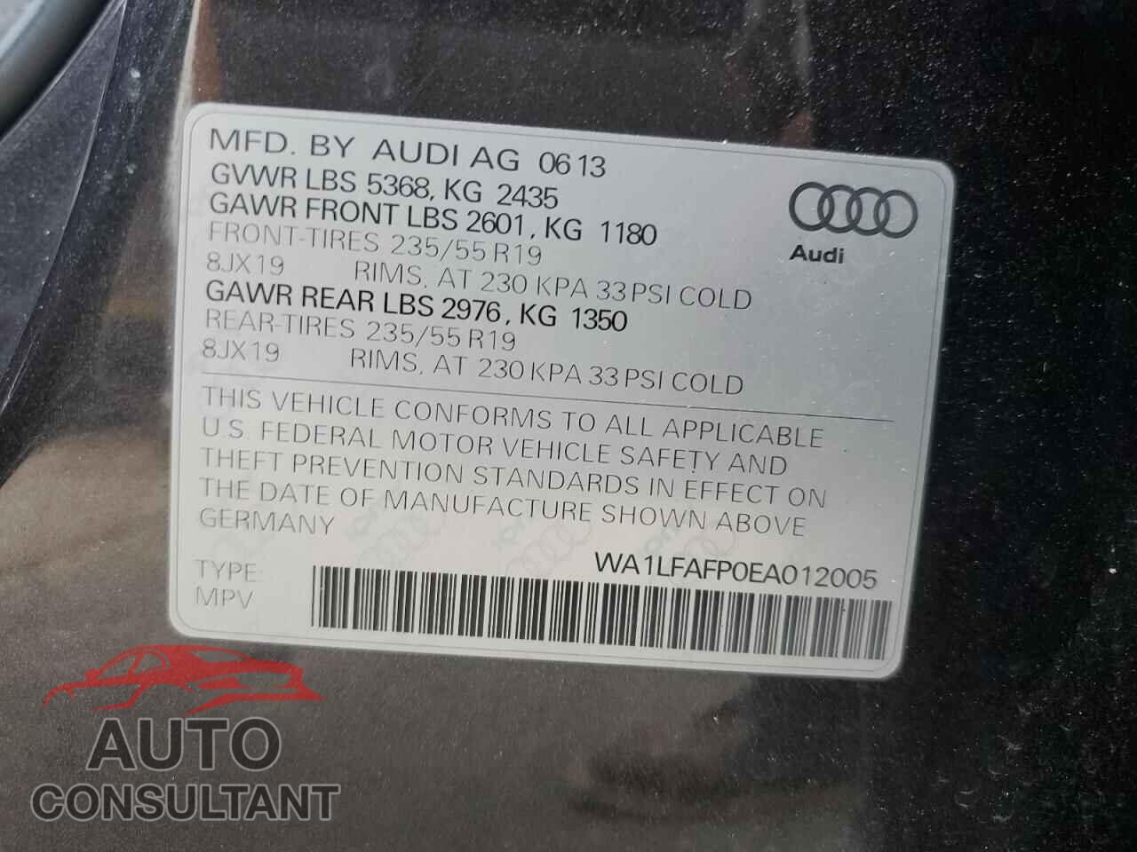 AUDI Q5 2014 - WA1LFAFP0EA012005
