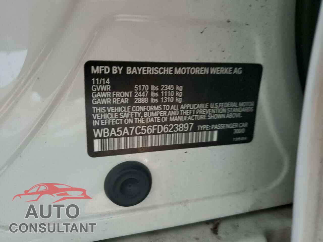 BMW 5 SERIES 2015 - WBA5A7C56FD623897