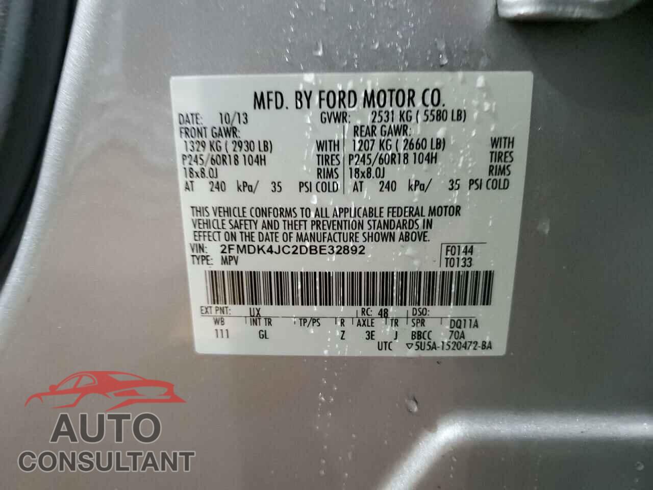 FORD EDGE 2013 - 2FMDK4JC2DBE32892