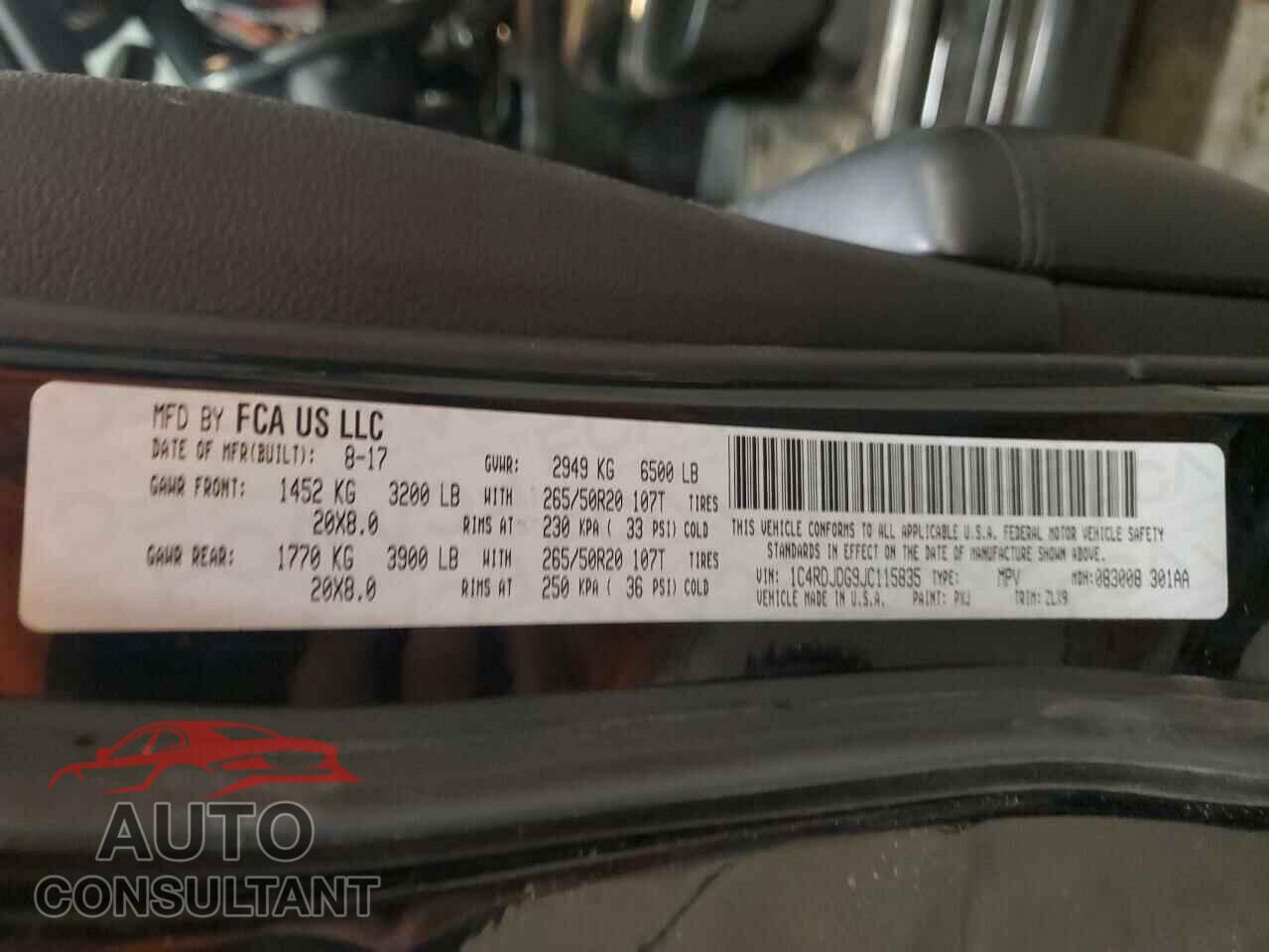 DODGE DURANGO 2018 - 1C4RDJDG9JC115835