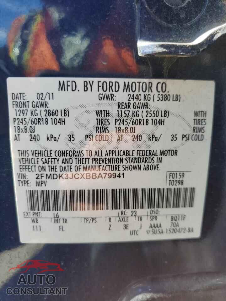 FORD EDGE 2011 - 2FMDK3JCXBBA79941