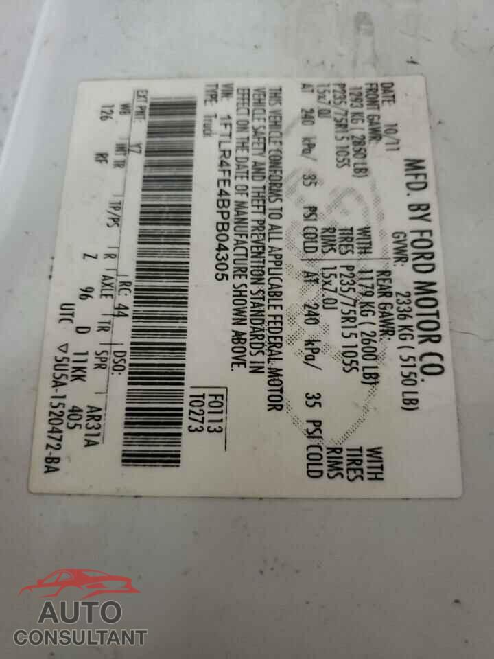 FORD RANGER 2011 - 1FTLR4FE4BPB04305