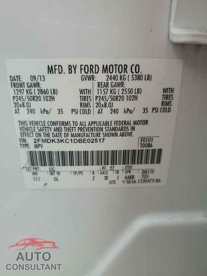 FORD EDGE 2013 - 2FMDK3KC1DBE02517