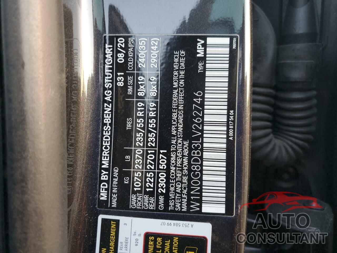 MERCEDES-BENZ GLC-CLASS 2020 - W1N0G8DB3LV262746