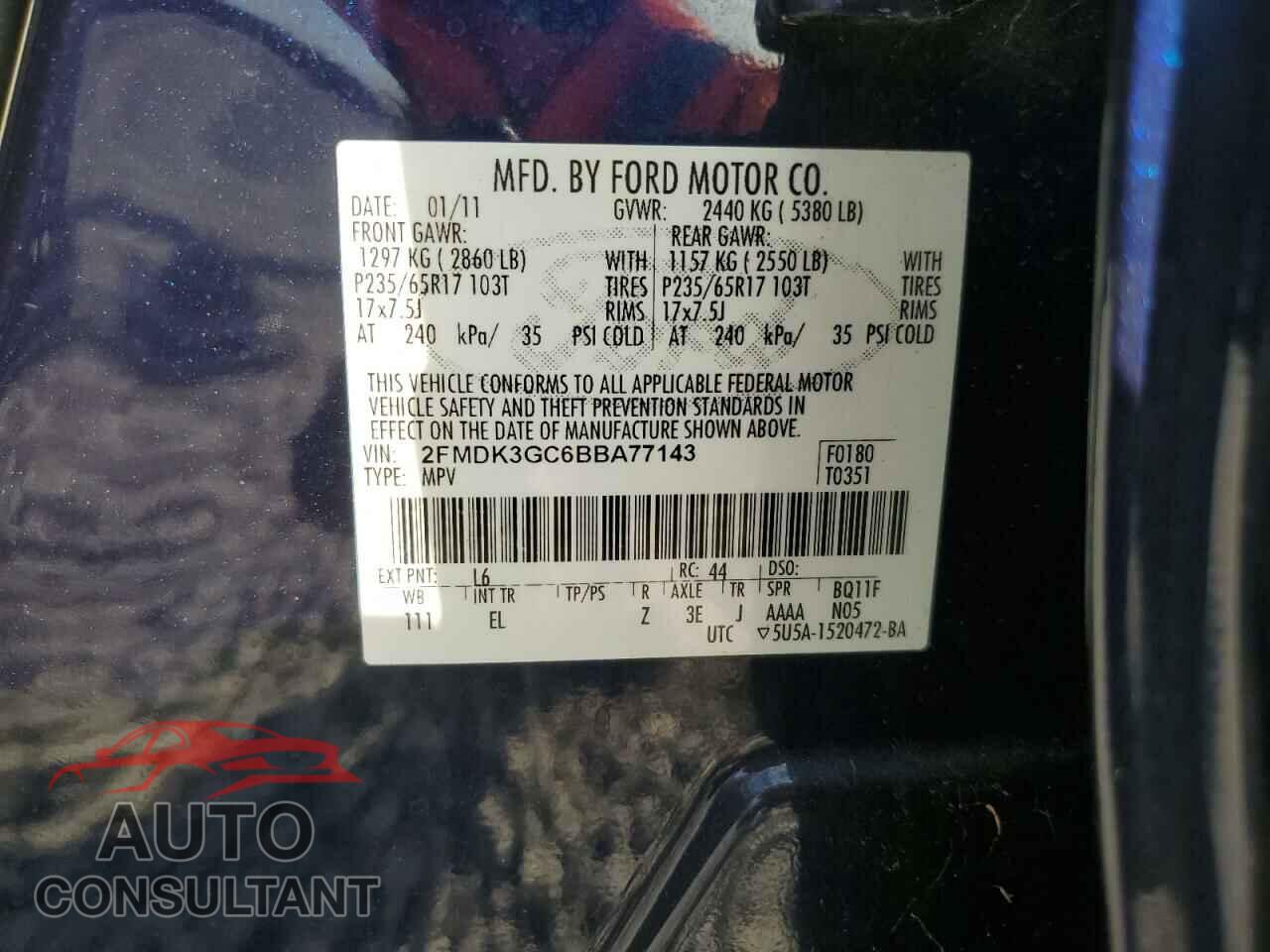 FORD EDGE 2011 - 2FMDK3GC6BBA77143