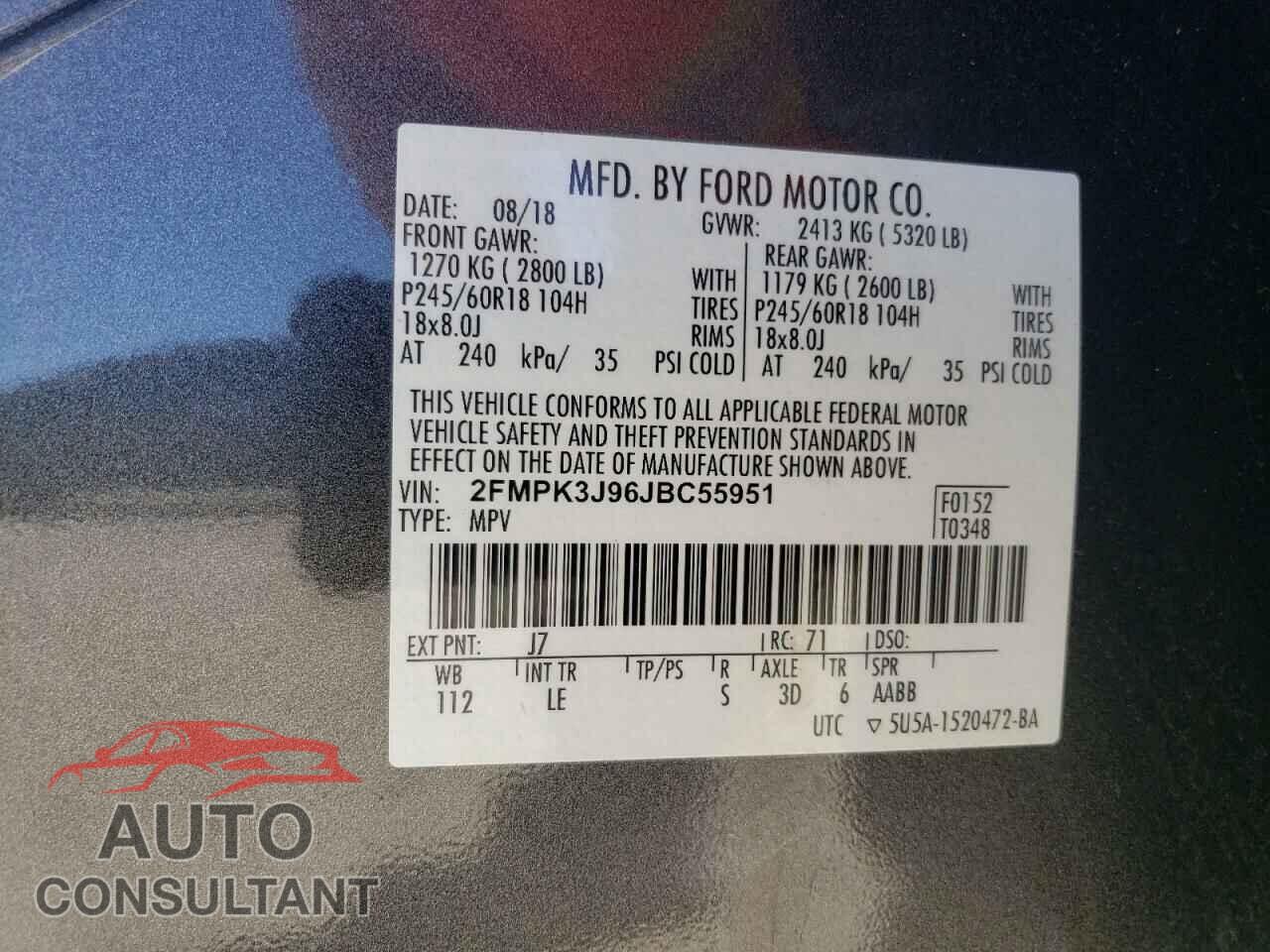 FORD EDGE 2018 - 2FMPK3J96JBC55951