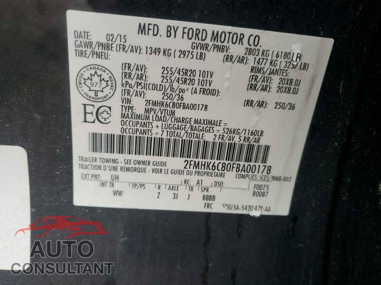 FORD FLEX 2015 - 2FMHK6C80FBA00178
