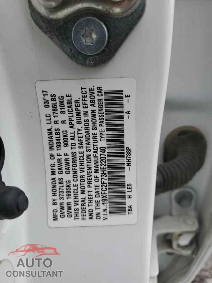 HONDA CIVIC 2017 - 19XFC2F73HE220740