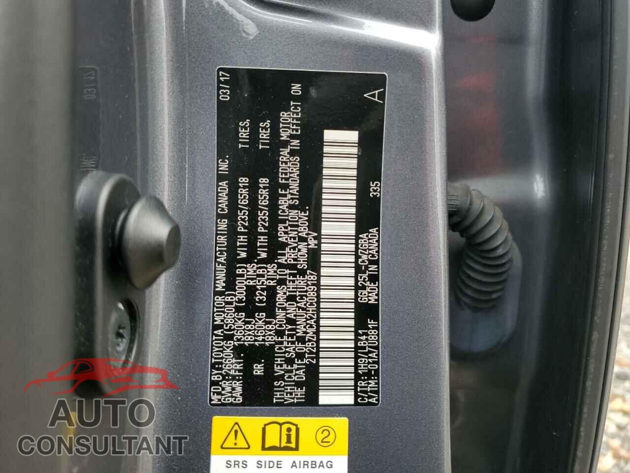 LEXUS RX350 2017 - 2T2BZMCA2HC089187