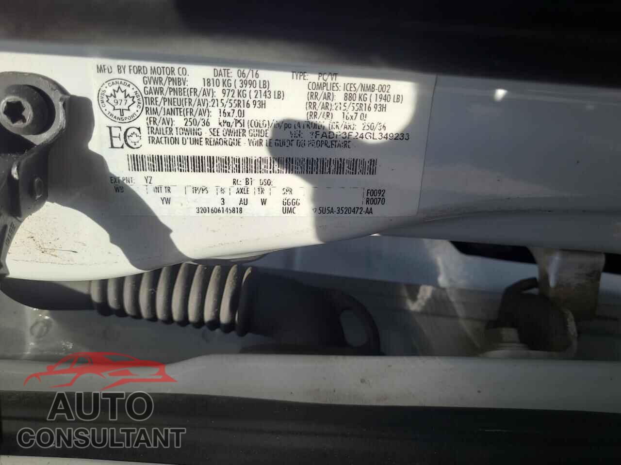 FORD FOCUS 2016 - 1FADP3F24GL349233