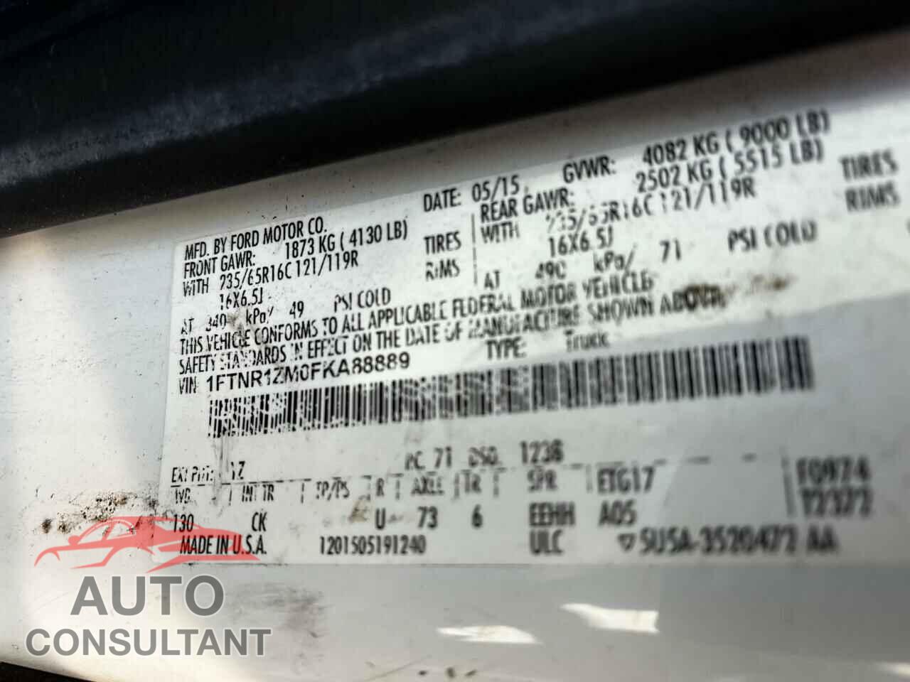 FORD TRANSIT 2015 - 1FTNR1ZM0FKA88889