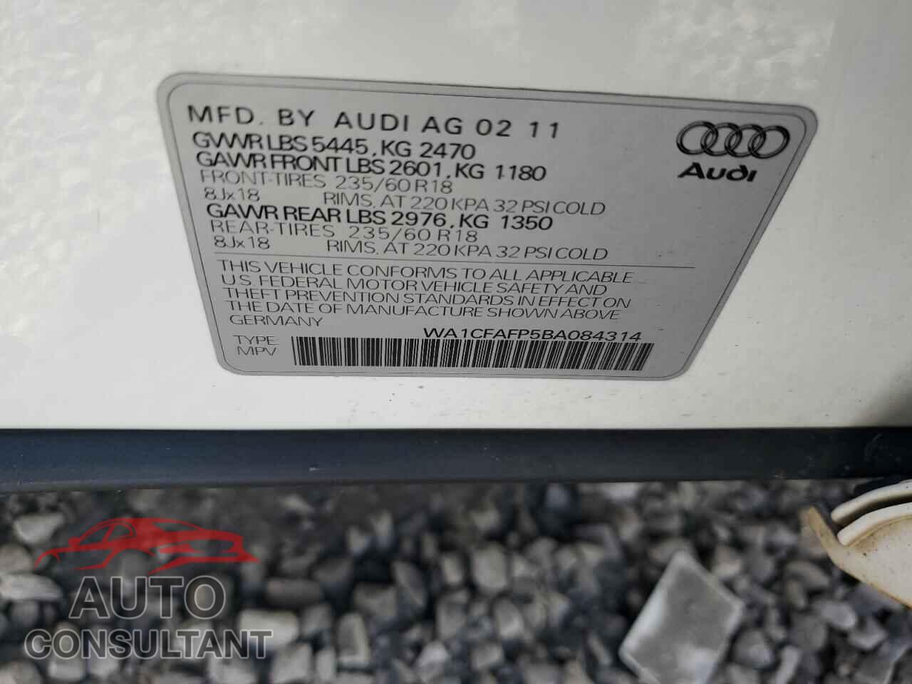 AUDI Q5 2011 - WA1CFAFP5BA084314