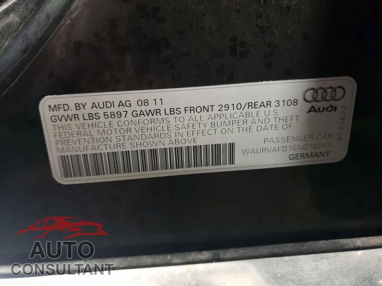 AUDI A8 2012 - WAURVAFD1CN010243