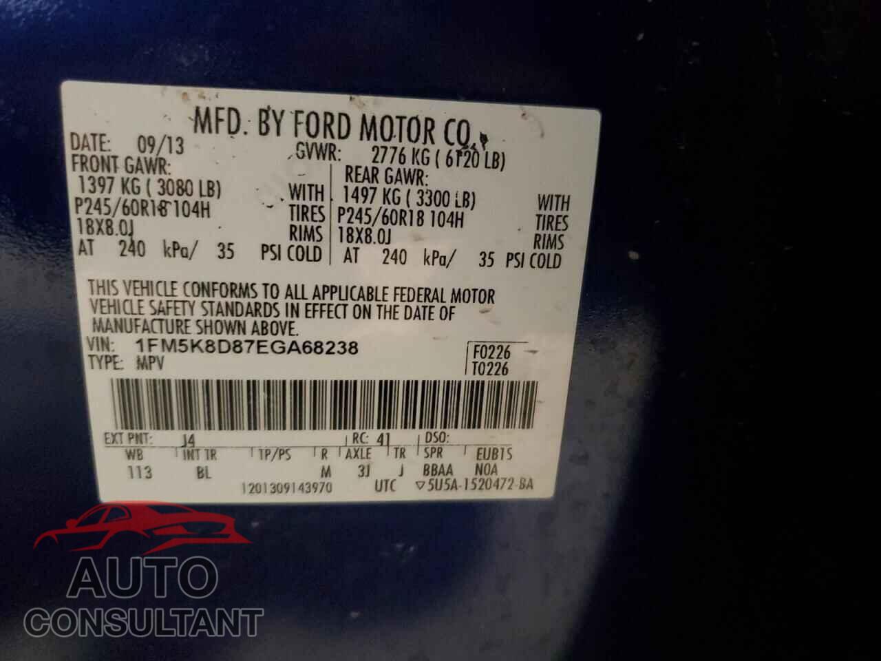 FORD EXPLORER 2014 - 1FM5K8D87EGA68238