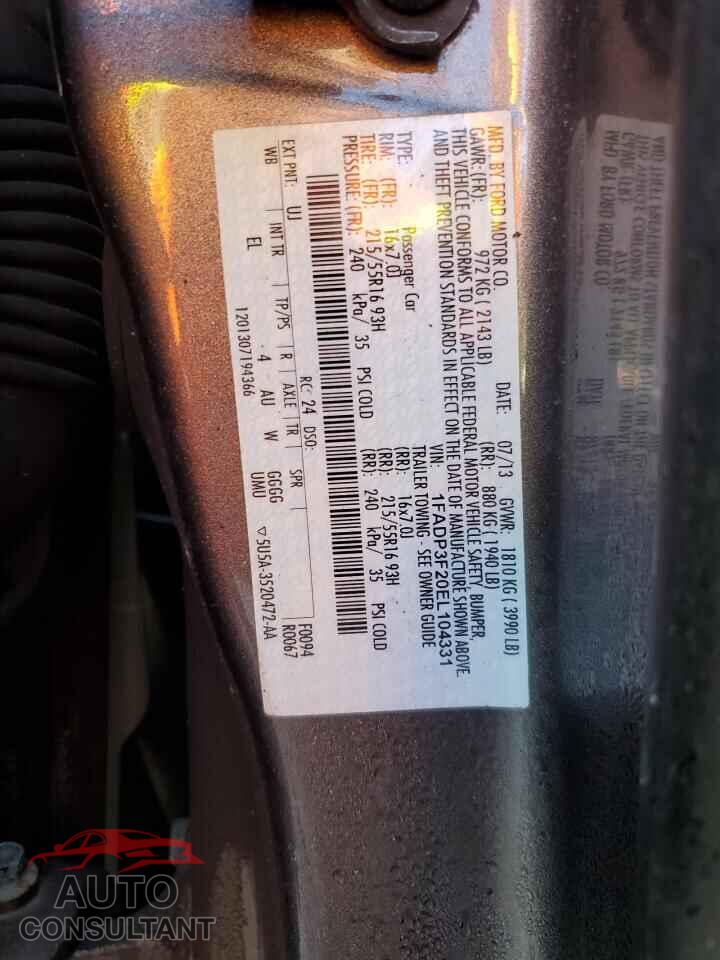 FORD FOCUS 2014 - 1FADP3F20EL104331