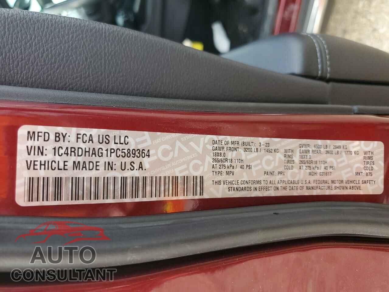 DODGE DURANGO 2023 - 1C4RDHAG1PC589364