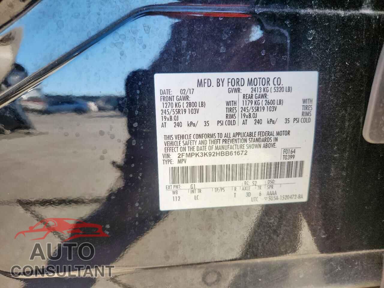 FORD EDGE 2017 - 2FMPK3K92HBB61672