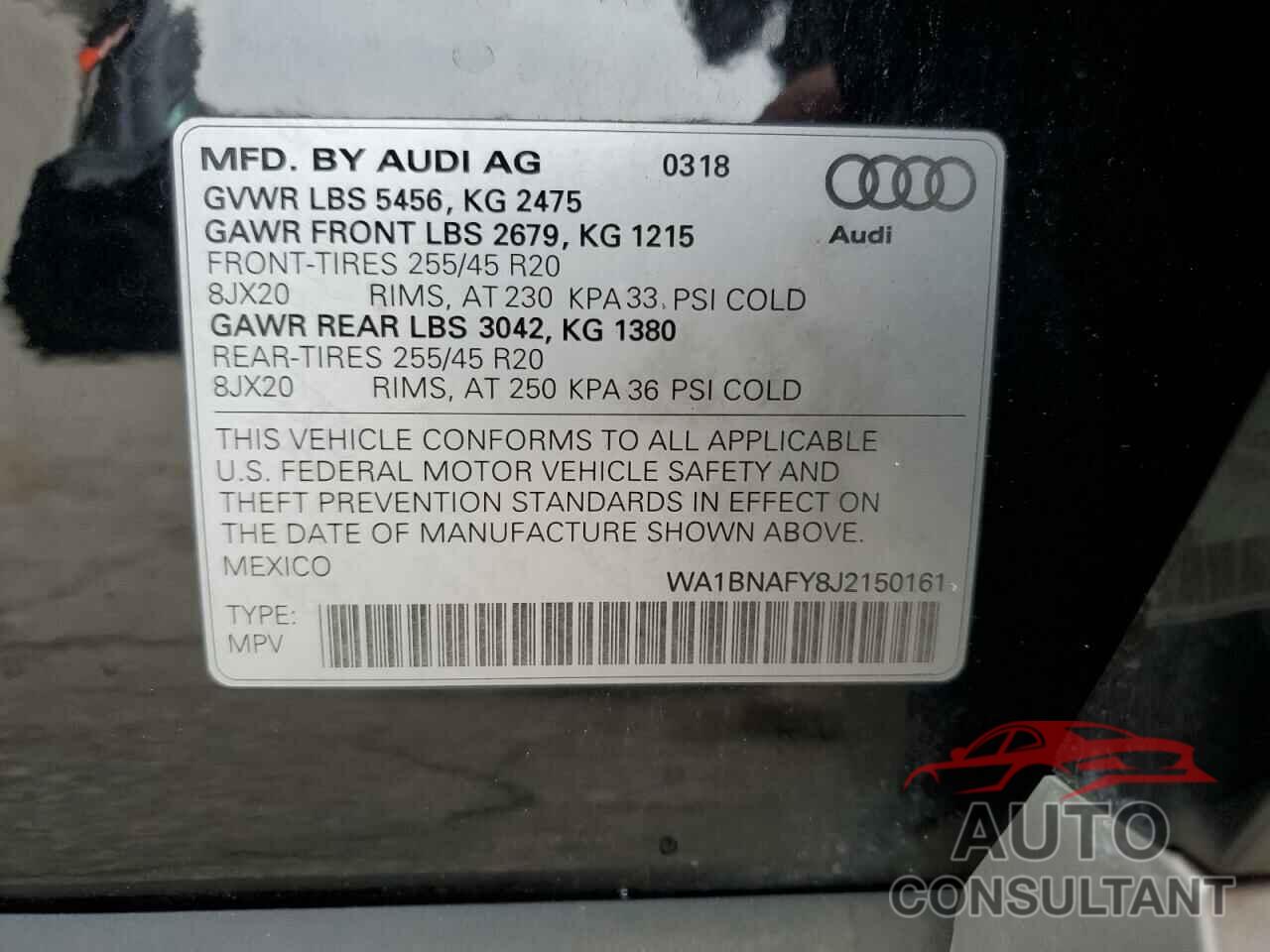 AUDI Q5 2018 - WA1BNAFY8J2150161