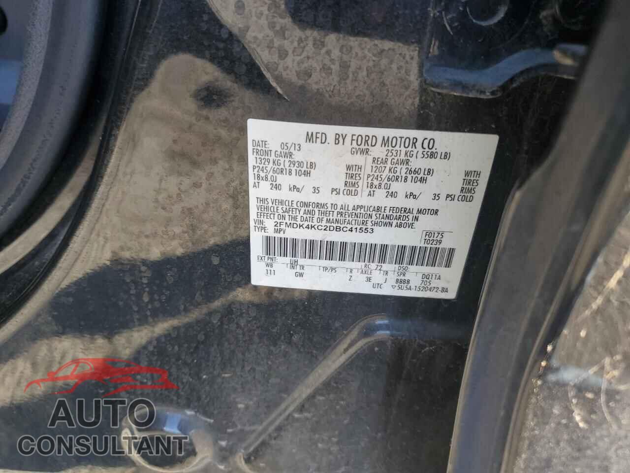 FORD EDGE 2013 - 2FMDK4KC2DBC41553
