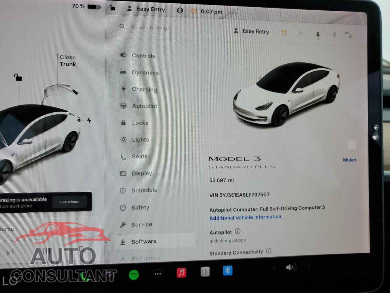 TESLA MODEL 3 2020 - 5YJ3E1EA8LF737507
