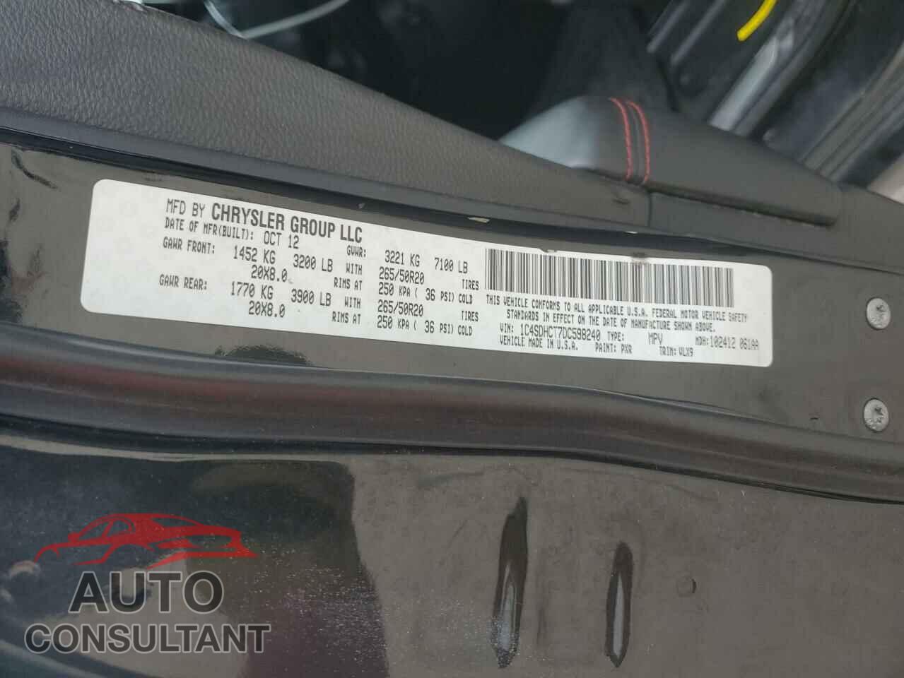 DODGE DURANGO 2013 - 1C4SDHCT7DC598240