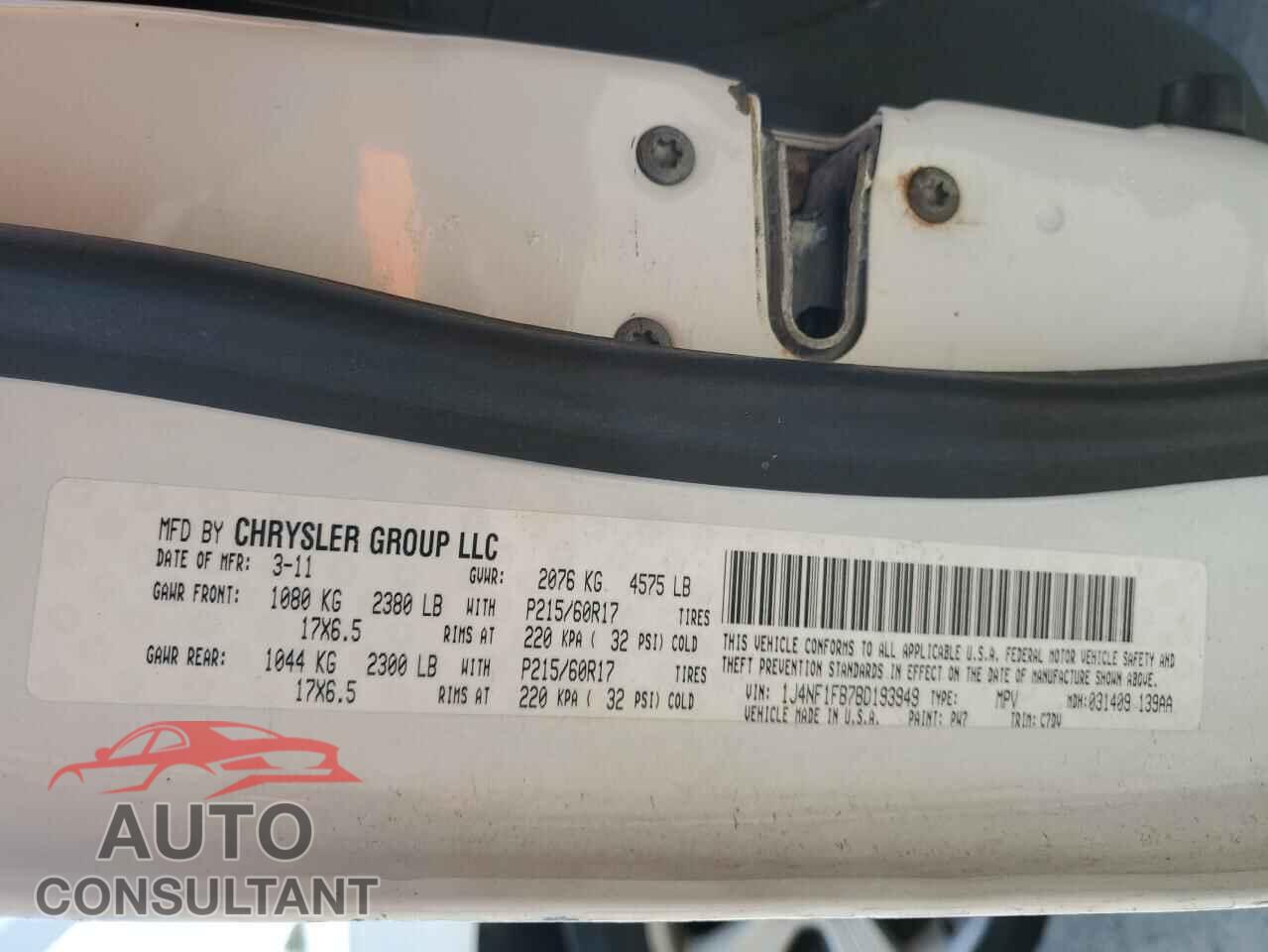 JEEP COMPASS 2011 - 1J4NF1FB7BD193949