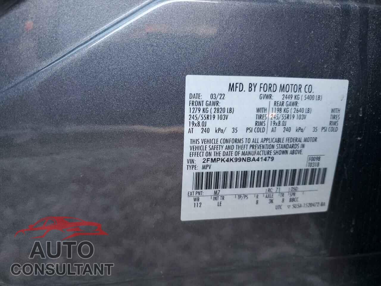 FORD EDGE 2022 - 2FMPK4K99NBA41479
