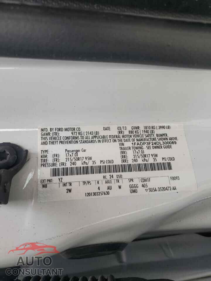 FORD FOCUS 2013 - 1FADP3F24DL300089