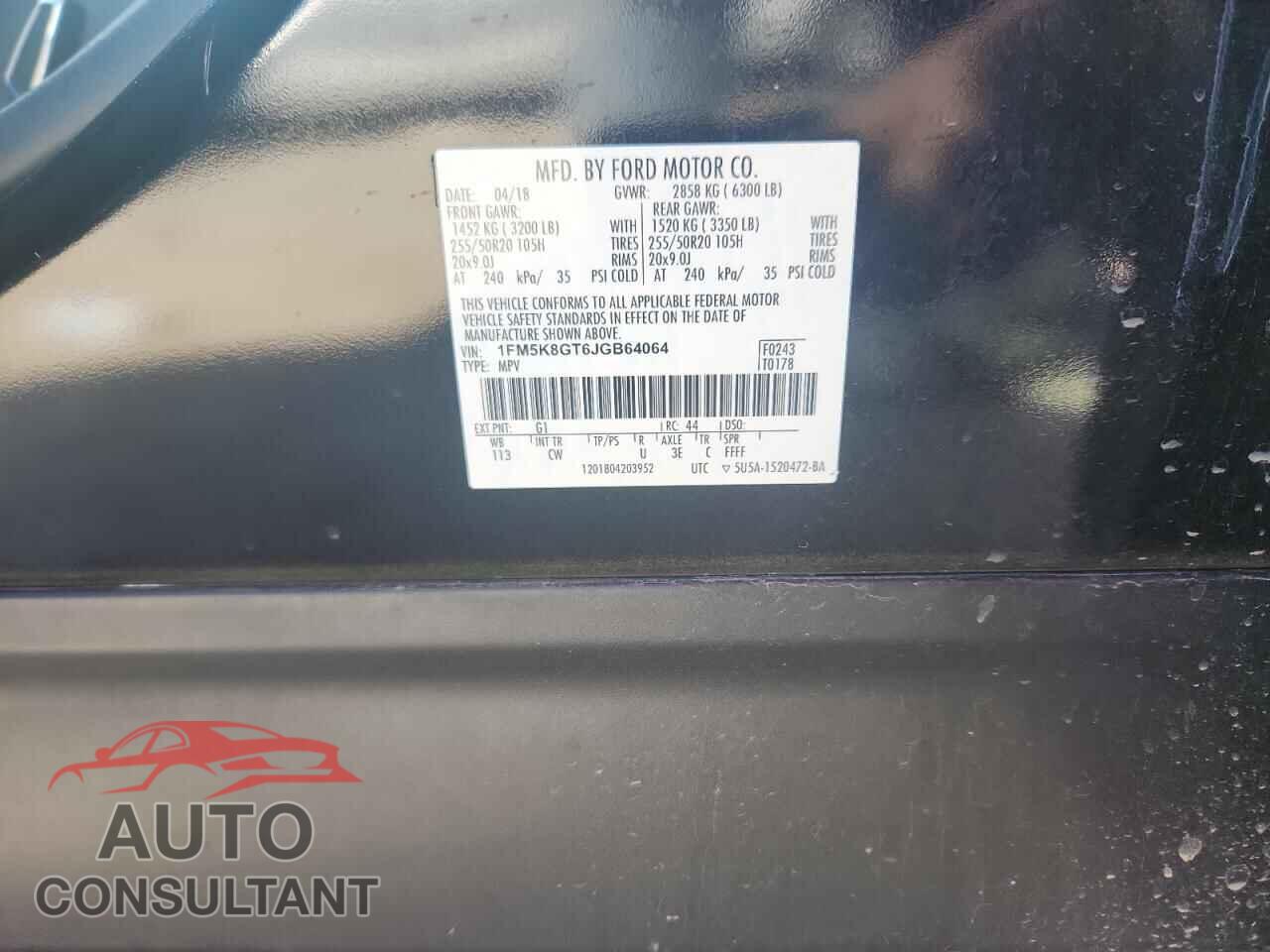 FORD EXPLORER 2018 - 1FM5K8GT6JGB64064