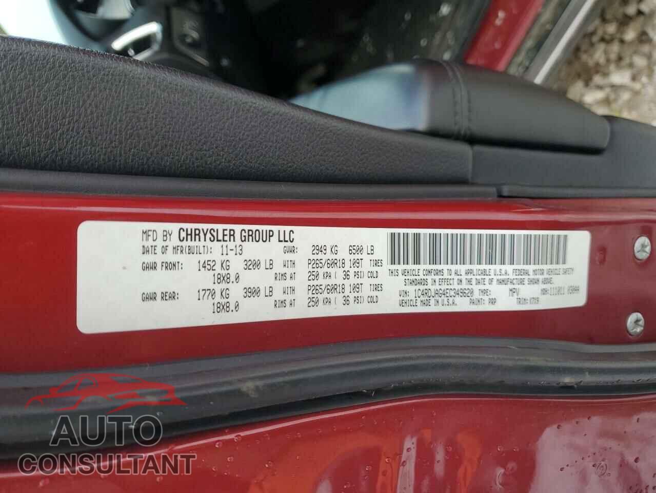 DODGE DURANGO 2014 - 1C4RDJAG4EC349620